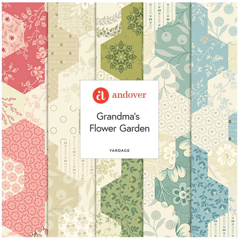 A collage of floral cheater prints from Grandma's Flower Garden by Andover. 