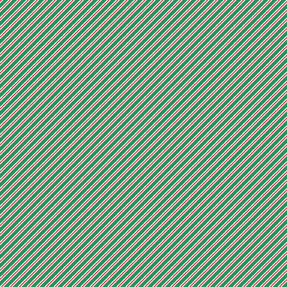 Pine green fabric with a biased pattern of white and red pinstripes.