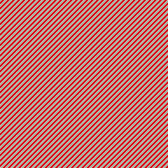 Christmas red fabric with a biased pattern of white and green pinstripes.