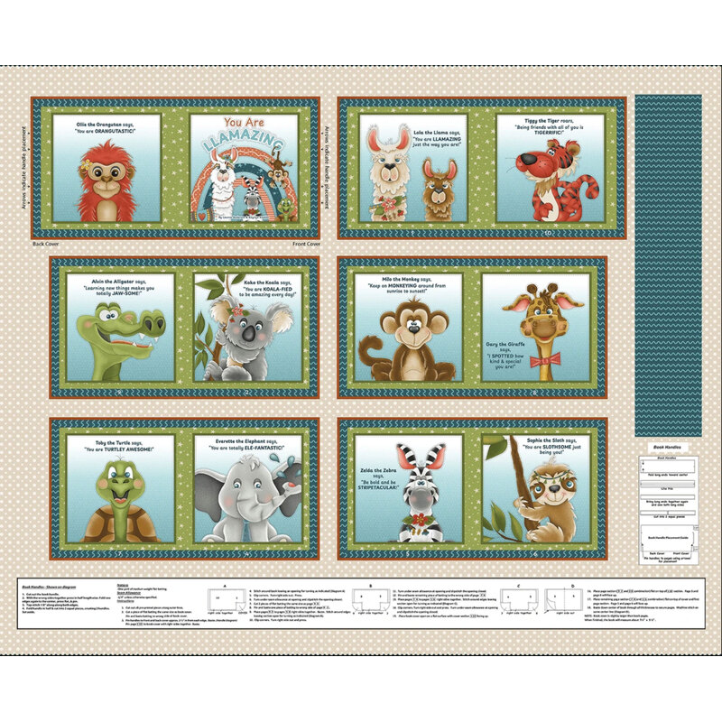 A digital mockup of a Book panel featuring a jungle animals. 