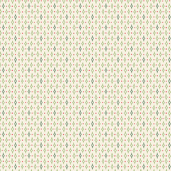 Cream fabric with rows of tiny stars and dots.