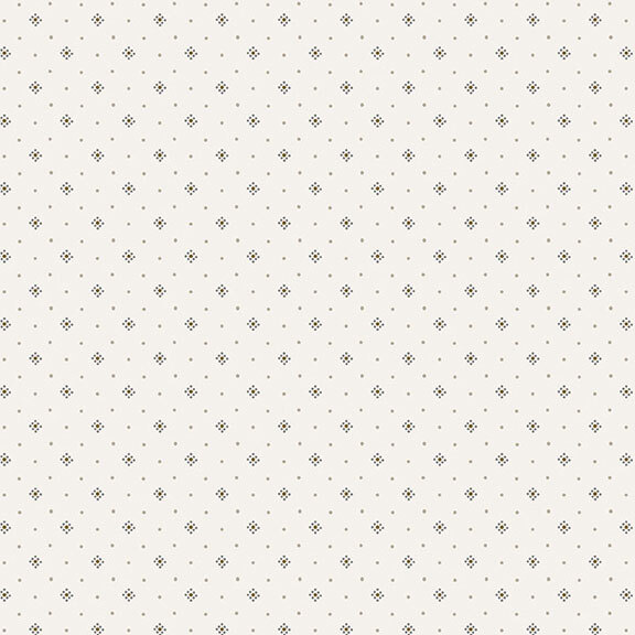 Soft greige fabric with a balanced grid of gray dots and groups of soft black dots.