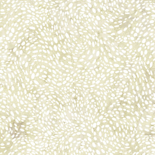 A mottled cream fabric with small white oval marks arranged in swirling clusters.