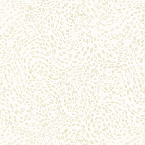 A white fabric with small cream oval marks arranged in swirling clusters.