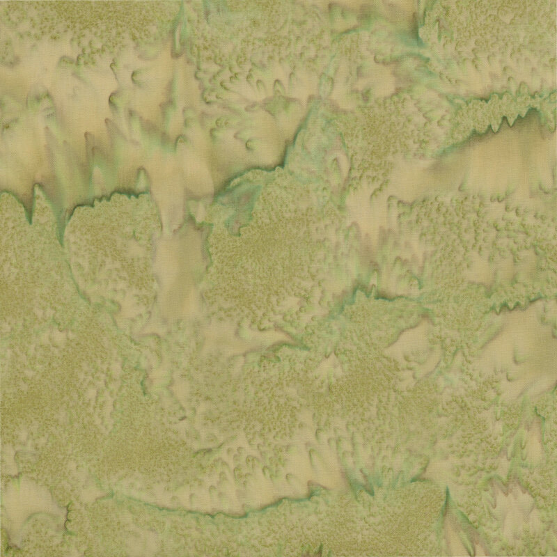 Marbled and mottled light olive green batik fabric.