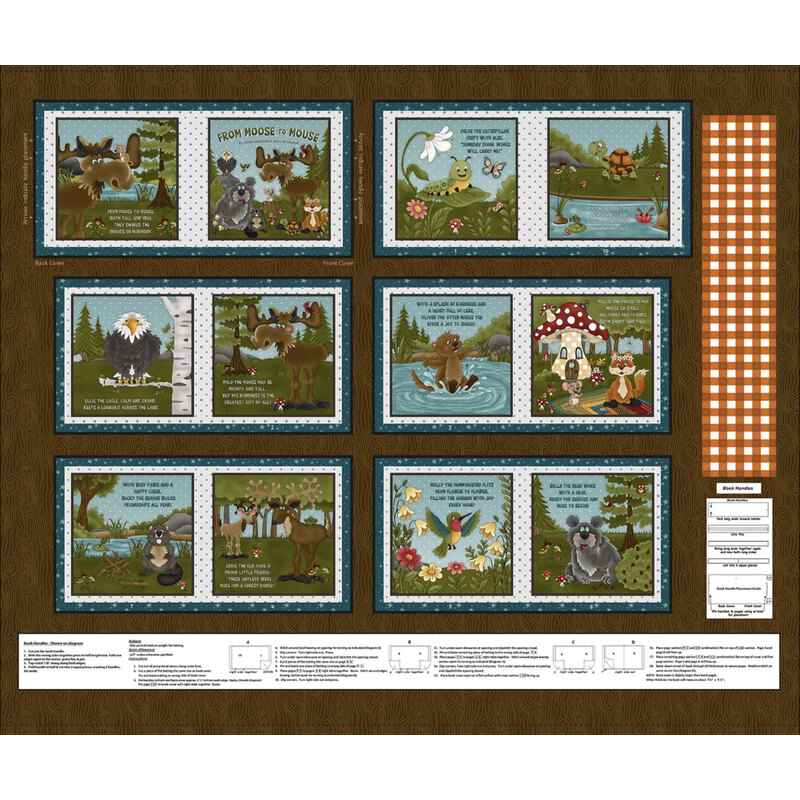 A digital mockup of a Book panel featuring forest animals. 