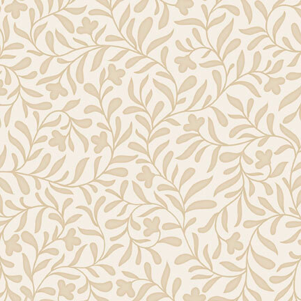 Cream fabric with a tonal leafy vine design.