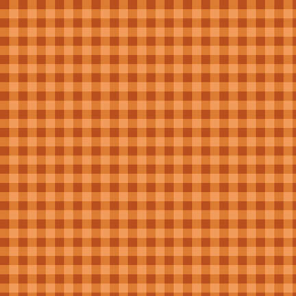 Pumpkin orange fabric with a rusty orange gingham pattern.
