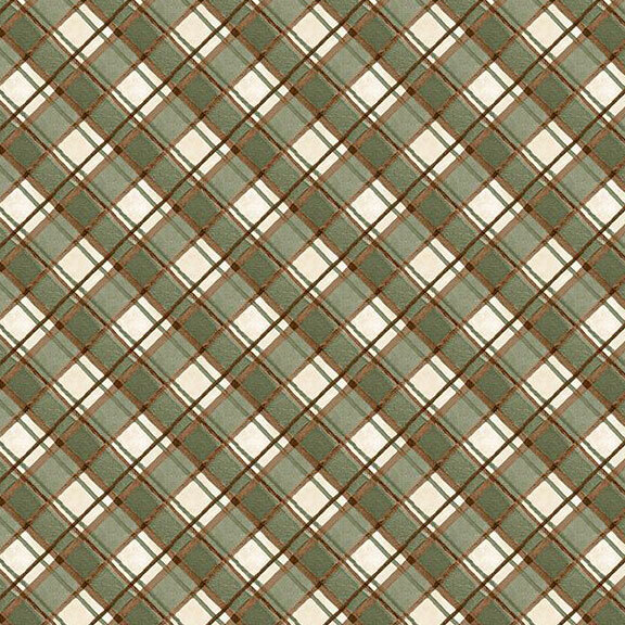 Diagonal green and cream plaid.