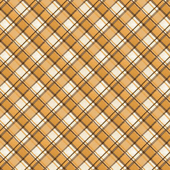 Diagonal orange and cream plaid.