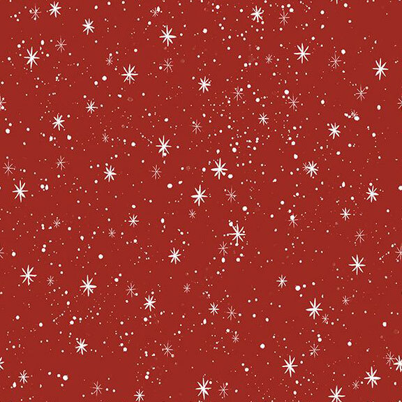 Red textured fabric with a starry background.