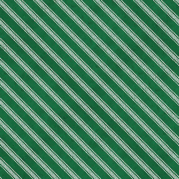 Green fabric with textured, diagonal stripes.