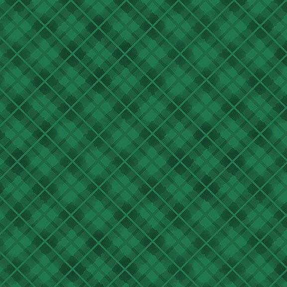 Diagonal green plaid fabric.