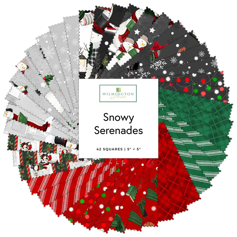 A collage of fabrics featured in the Snowy Serenades 5 Karat Crystals by Danielle Leone for Wilmington Prints.