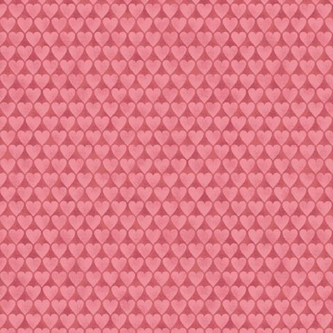 Pink rouge fabric with a staggered, dense grid of blush pink hearts.