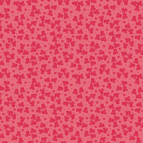 Rich pink fabric with a scattered pattern of small hot pink curls and pin dots.