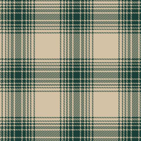 A tan flannel fabric with intersecting pine green plaid stripes and fine textured detailing.