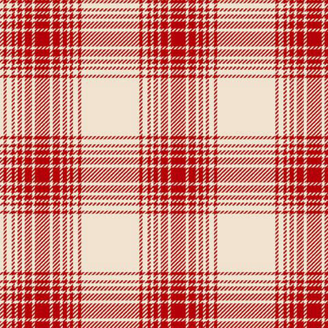 A cream flannel fabric with intersecting red plaid stripes and fine textured detailing.