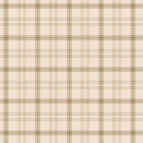 A cream flannel fabric with intersecting tan plaid stripes and fine woven-look detailing.