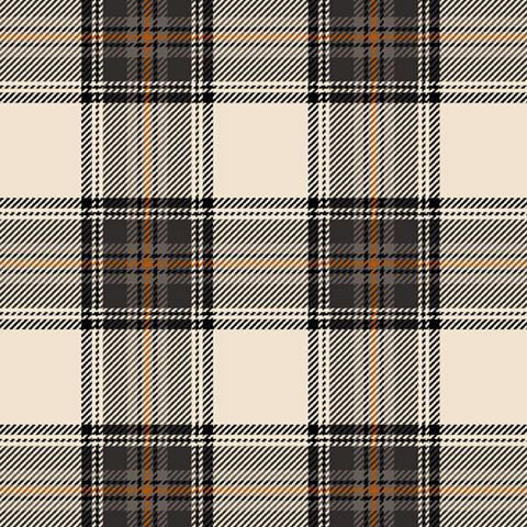 A swatch of black and white plaid fabric with a hint of orange.