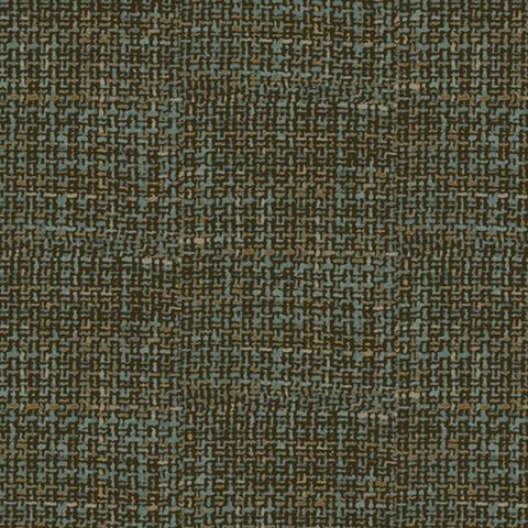 A swatch of printed olive green tweed design. 