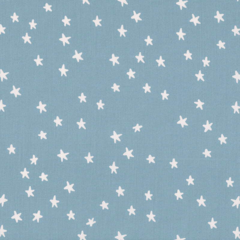 soft blue fabric featuring white stars.
