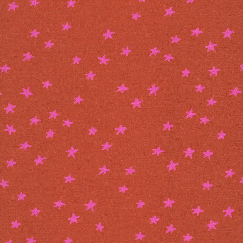 sienna fabric featuring pink stars.