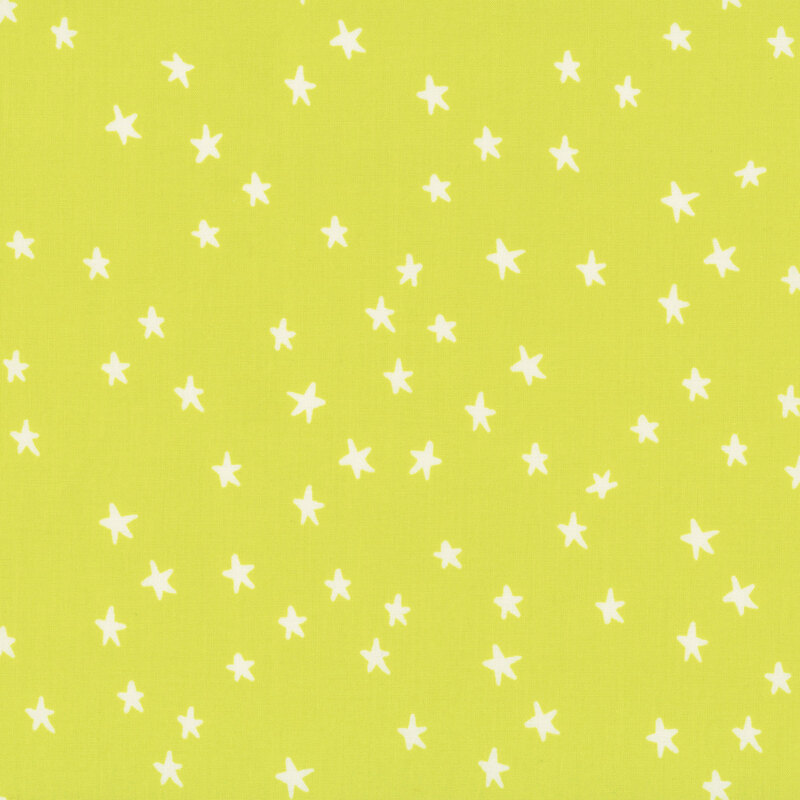pear green fabric featuring white stars.