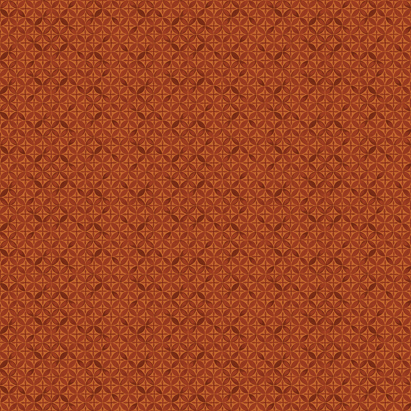 Orange fabric with a tonal geometric lattice pattern.