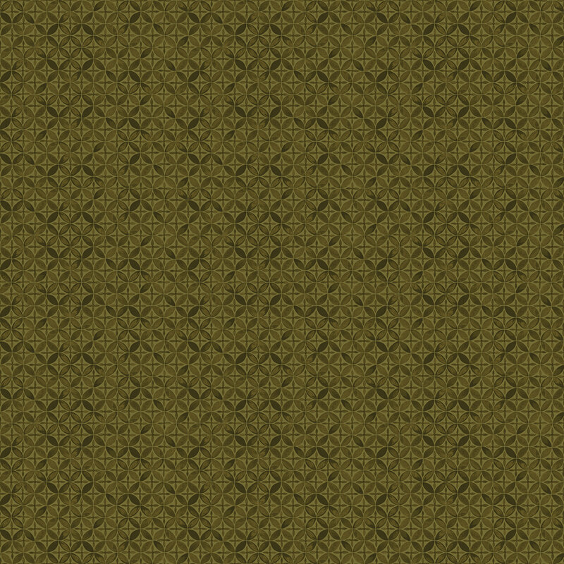 Green fabric with a tonal geometric lattice pattern.