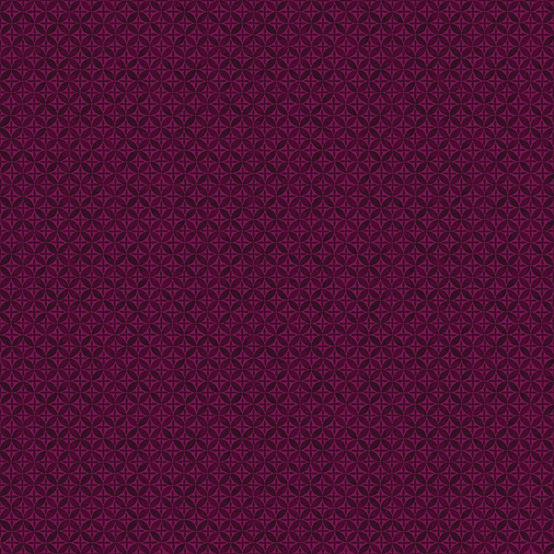 Purple fabric with a tonal geometric lattice pattern.