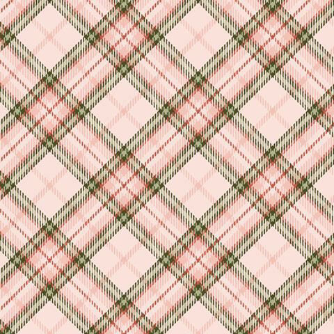 Ballerina pink fabric with a dark pink and green plaid pattern.
