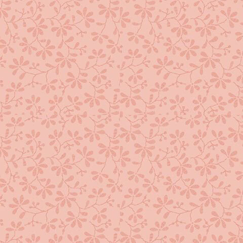 Blush pink fabric with a pattern of tonal, dusty pink floral vines.