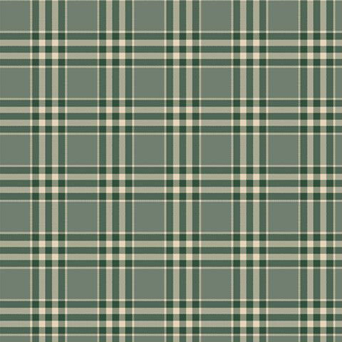 Juniper green fabric with a green and tan plaid pattern.