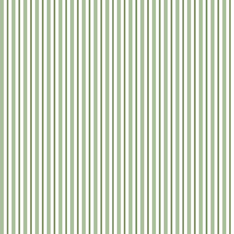 fabric featuring alternating vertical stripes in cool sage, Christmas green, and white, creating a fresh and versatile design.