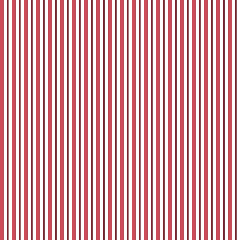 fabric featuring alternating vertical stripes in watermelon red, burgundy, and white, creating a fresh and versatile design.