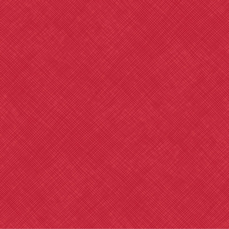 Scarlet red fabric with a biased, ruby red burlap texture.