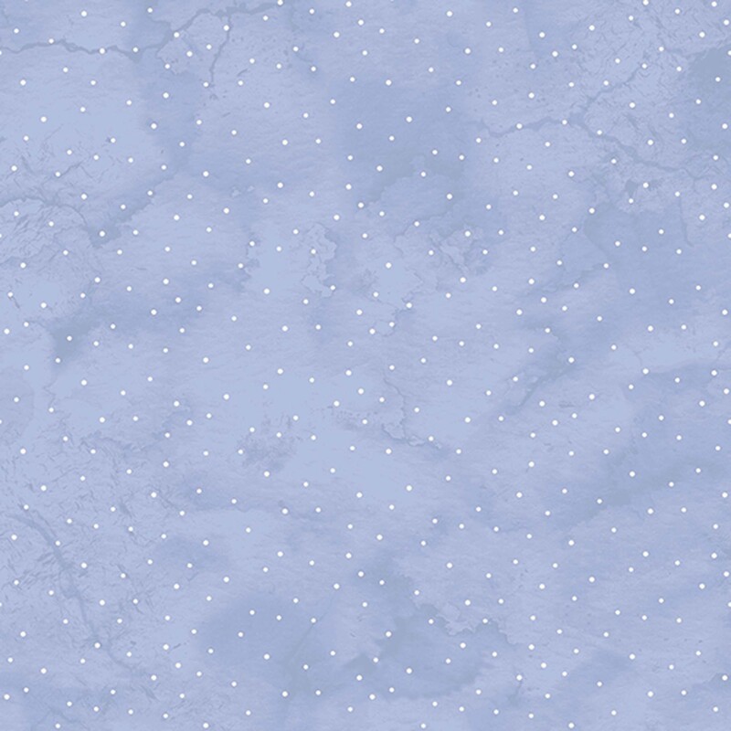 Mottled powder blue fabric with a scattered pattern of white dots.