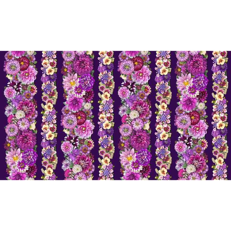 A purple border stripe of purple toned florals.