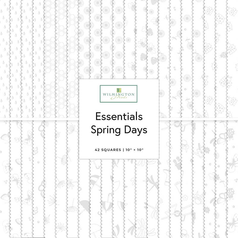 A collage of fabrics featured in the Essentials Spring Days Collection by Wilmington Prints.