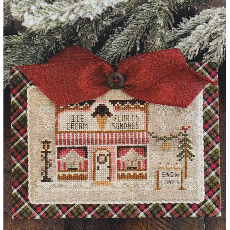 Cross-stitch pattern for Little House Needleworks, “Hometown Holiday – Ice Cream Shop.”