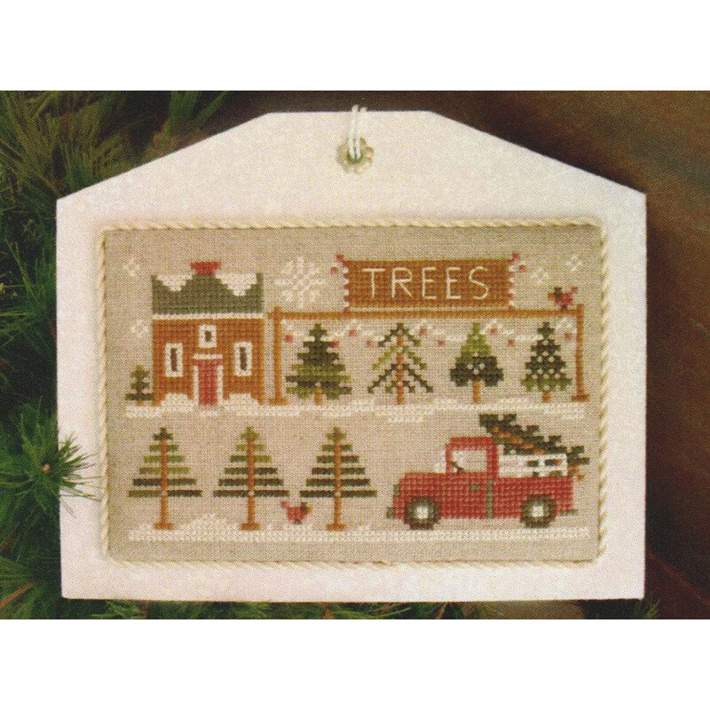 Cross-stitch pattern for Little House Needleworks, “Hometown Holiday – The Tree Lot.”