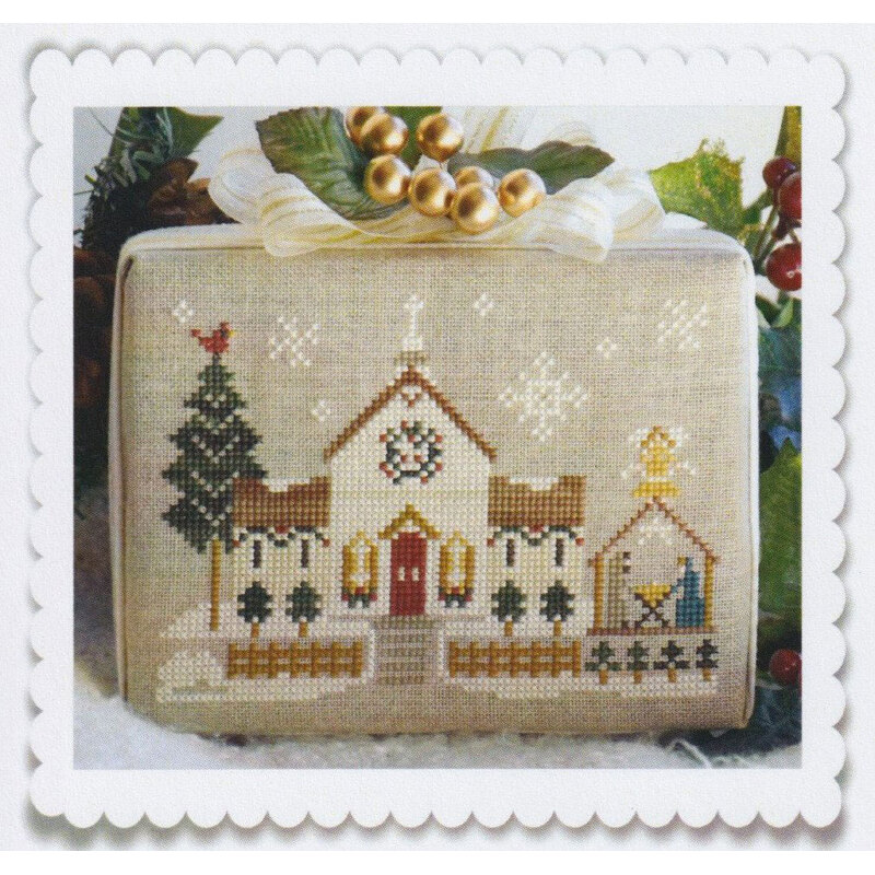 Cross-stitch pattern for Little House Needleworks, “Hometown Holiday – Town Church.”