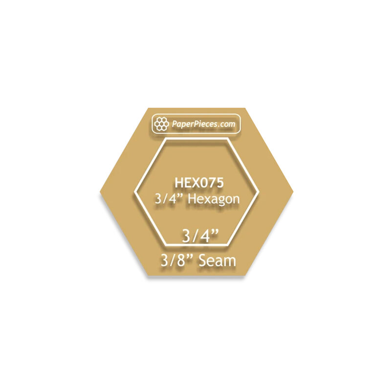 An acrylic 0.75" hexagon template