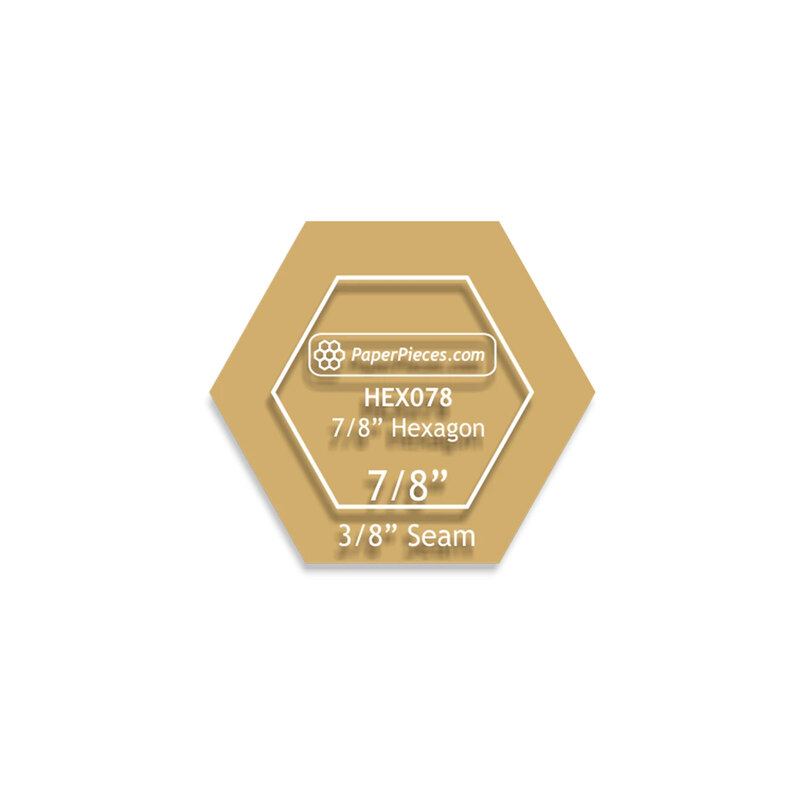 An acrylic 7/8" hexagon template.