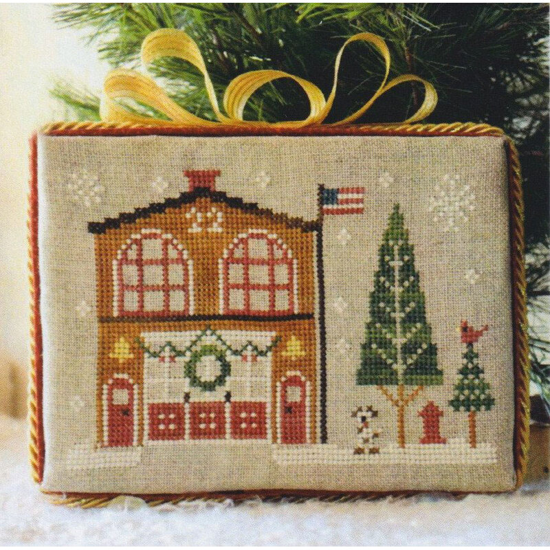 Cross-stitch pattern for Little House Needleworks, “Hometown Holiday – Firehouse.”