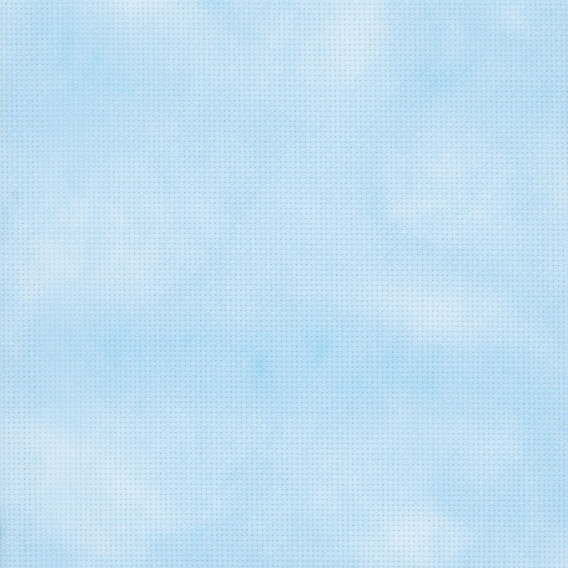 A 8 x 8 scan of 14ct Aida Cloth with a lightly mottled light blue pattern.  