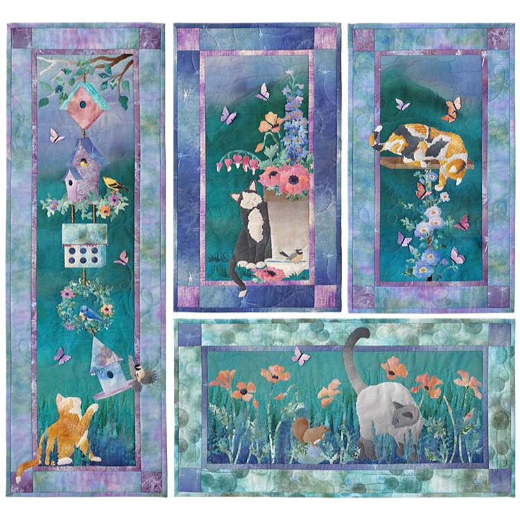The finished Complete Set of the 4 Meow Mix Patterns