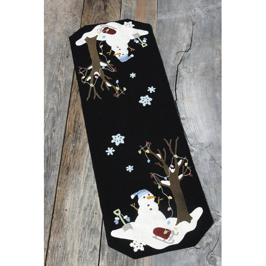 Silent Night...Frosty Night wool applique table runner | Shabby Fabrics