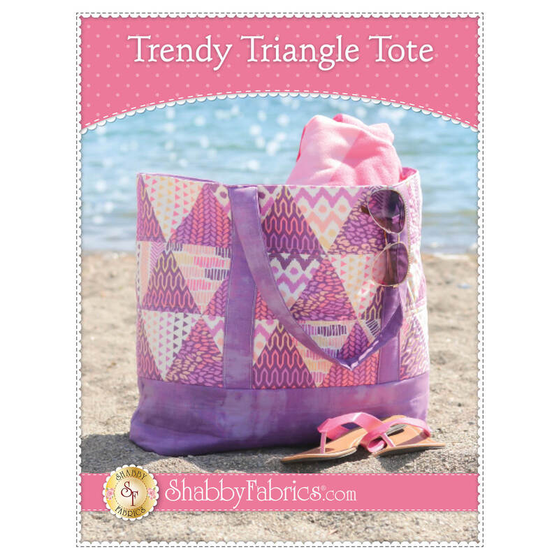 The front of the Trendy Triangle Tote Bag Pattern by Shabby Fabrics